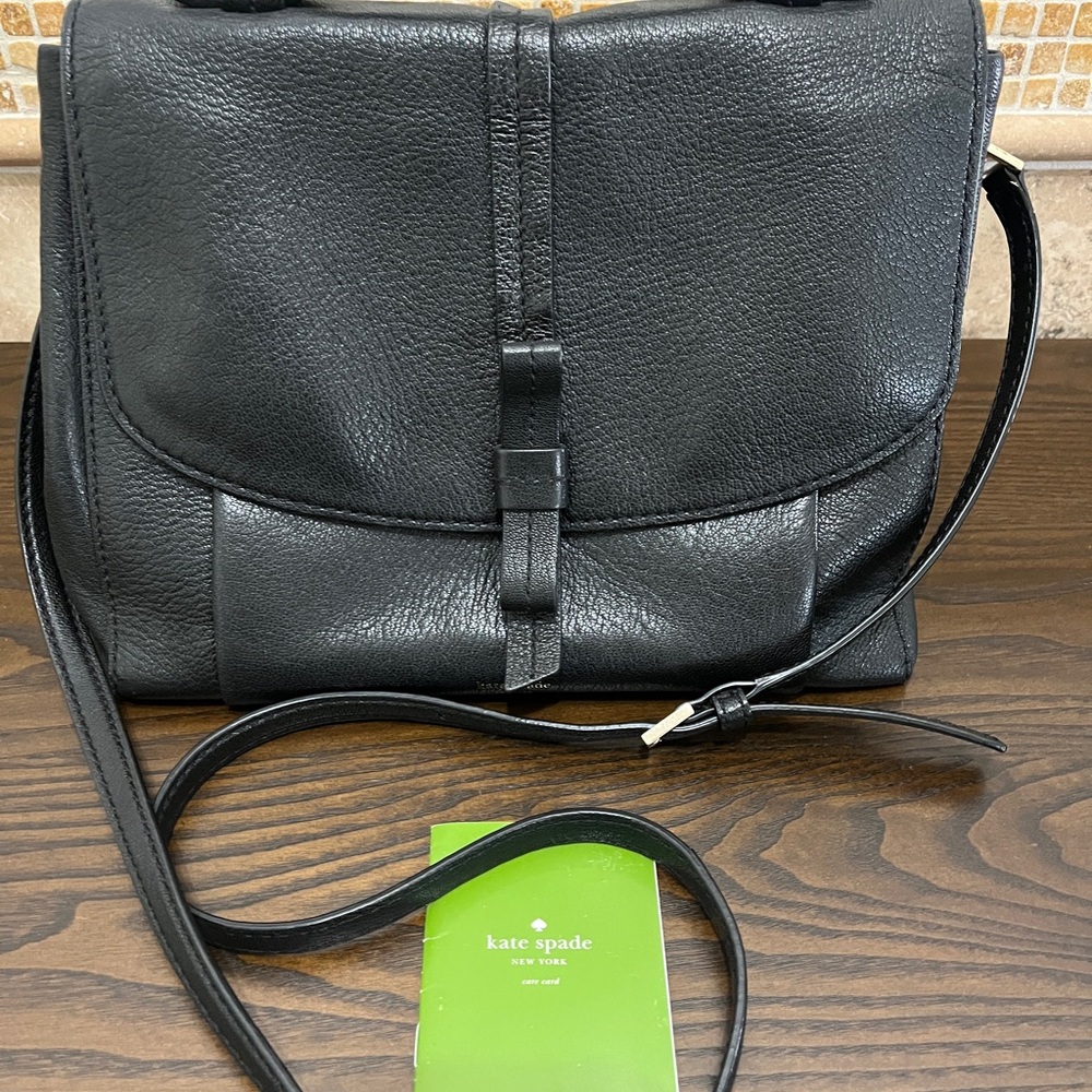 Kate Spade Fleur Black Leather Shoulder Bag